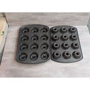 2 Wilton 12-cavity bundt - mini fluted tube pans